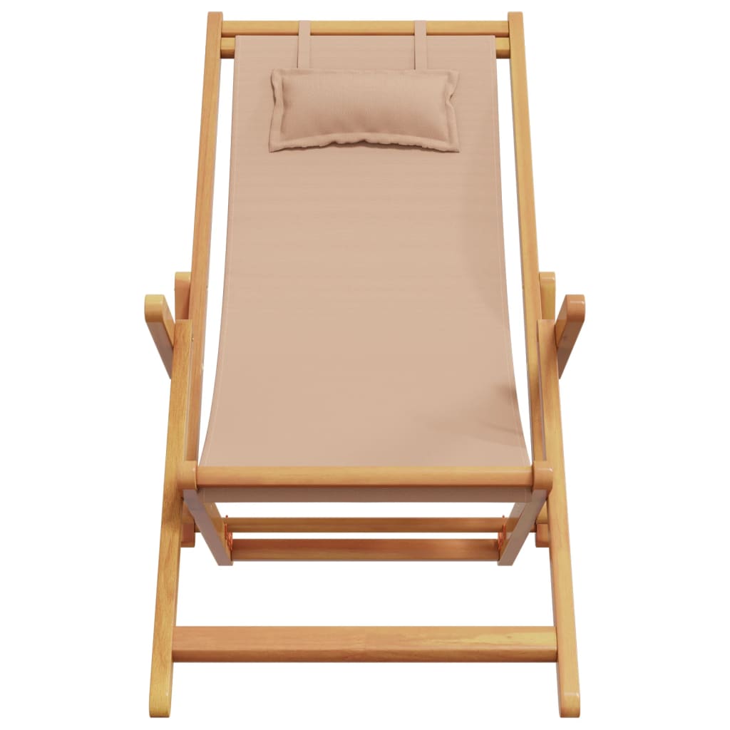 Strandstühle 2 Stk. Klappbar Taupe Stoff und Massivholz