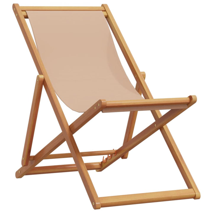 Strandstühle 2 Stk. Klappbar Taupe Stoff und Massivholz