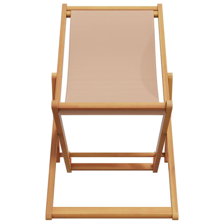 Strandstühle 2 Stk. Klappbar Taupe Stoff und Massivholz