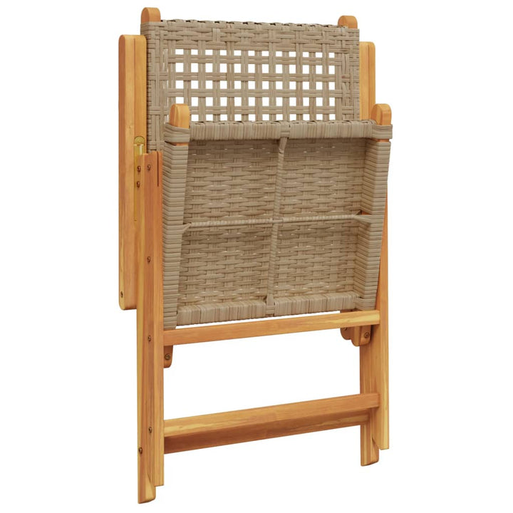 Gartenstuhl Verstellbar 8 Stk. Beige Poly Rattan Massivholz