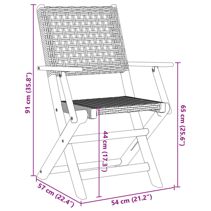 Gartenstühle 4 Stk. Klappbar Grau Poly Rattan & Massivholz