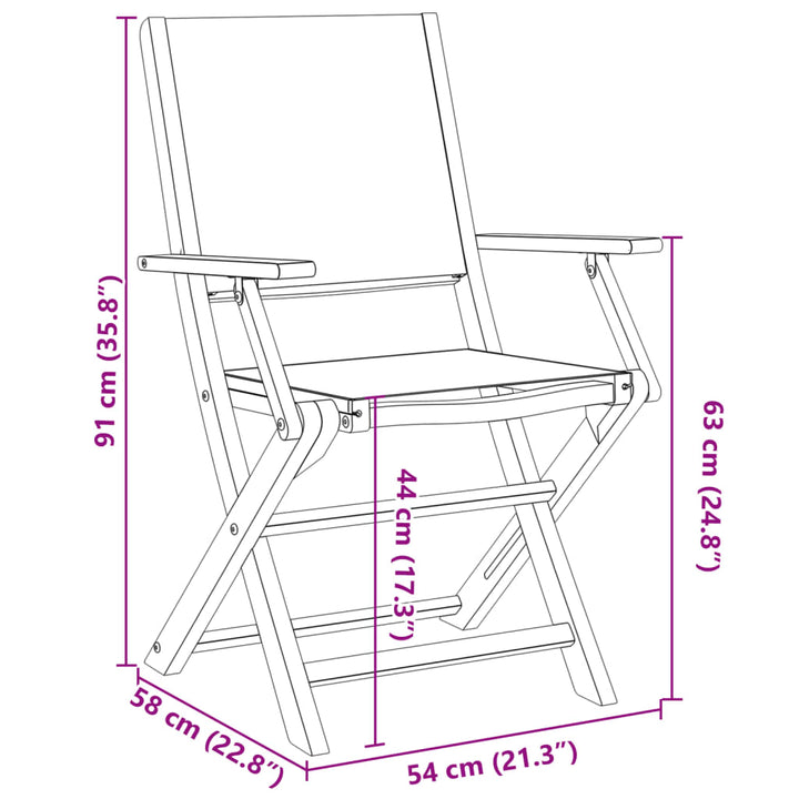 Gartenstühle 6 Stk. Klappbar Cremeweiß Stoff und Massivholz