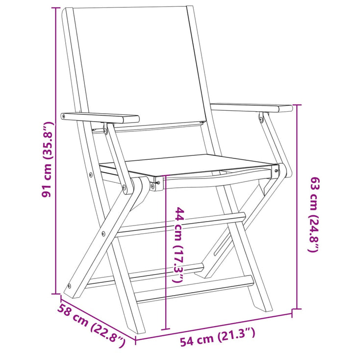 Sillas de jardín 8 uds. Plegables de tela blanco crema y madera maciza.