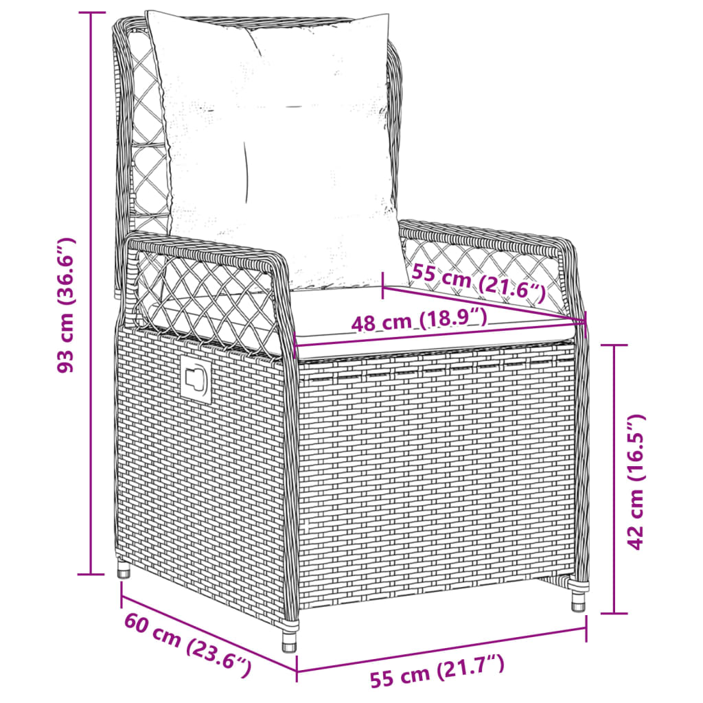 Gartensessel 2 Stk. Verstellbar Schwarz Poly Rattan