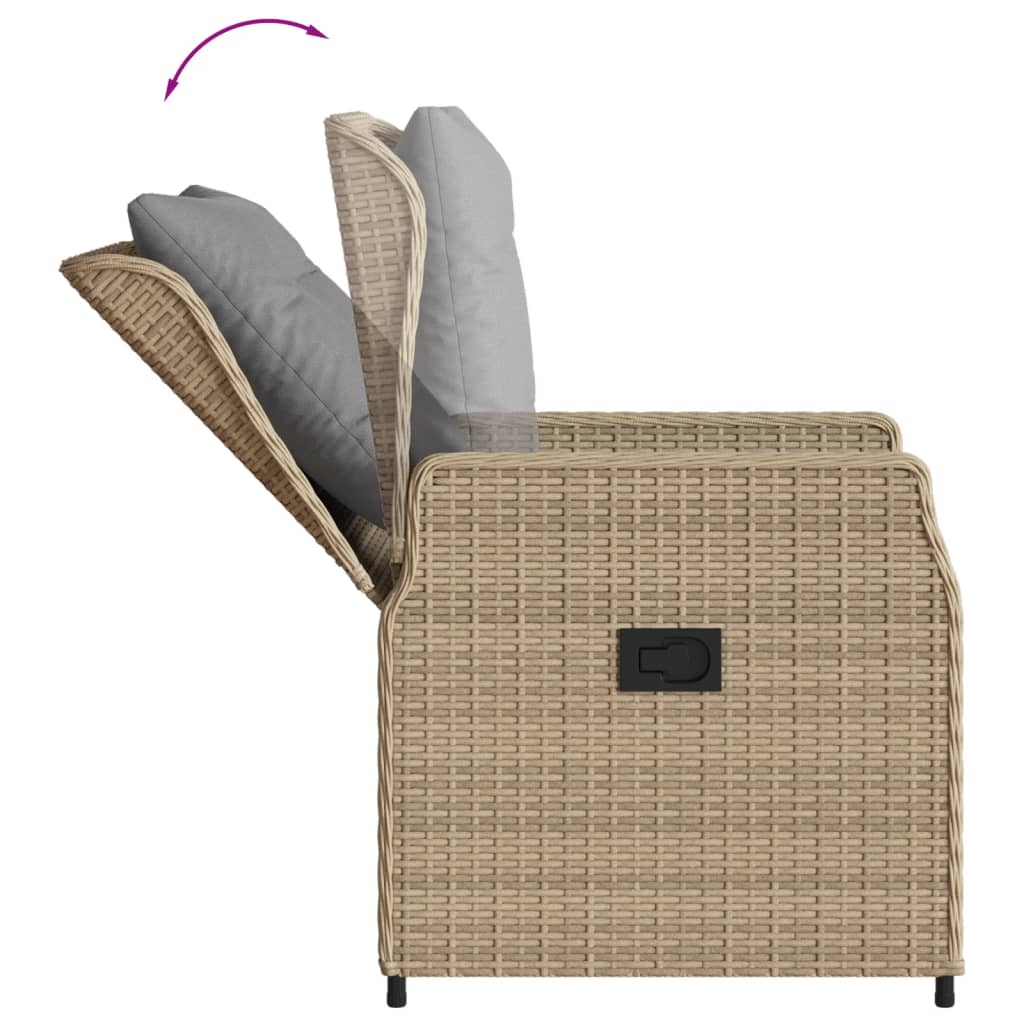 Gartensessel 2 Stk. Verstellbar Beige Poly Rattan