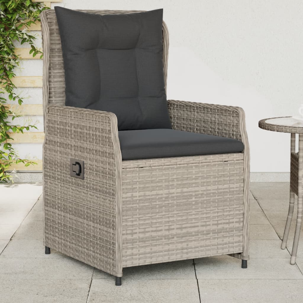 Gartensessel 2 Stk. Verstellbar Hellgrau Poly Rattan