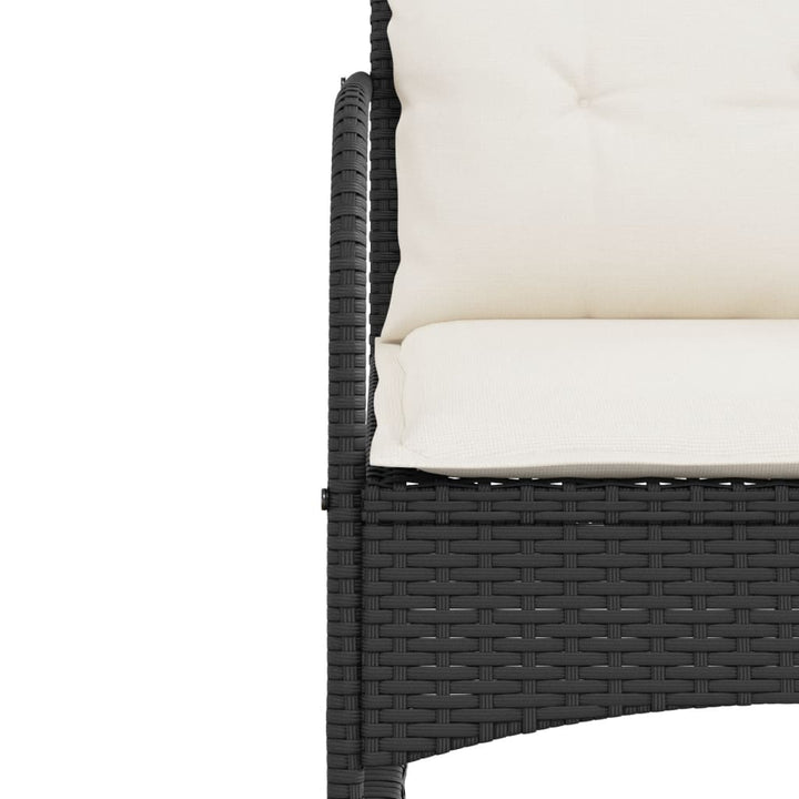 Garten-Schaukelstuhl mit Kissen Schwarz Poly Rattan