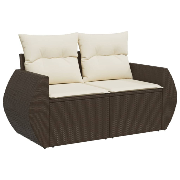 7-tlg. Garten-Sofagarnitur mit Kissen Braun Poly Rattan