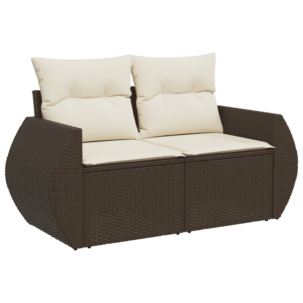 8-tlg. Garten-Sofagarnitur mit Kissen Braun Poly Rattan