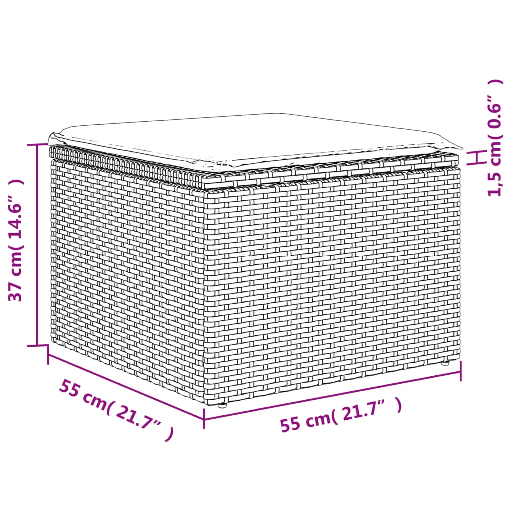 7-tlg. Garten-Sofagarnitur mit Kissen Braun Poly Rattan