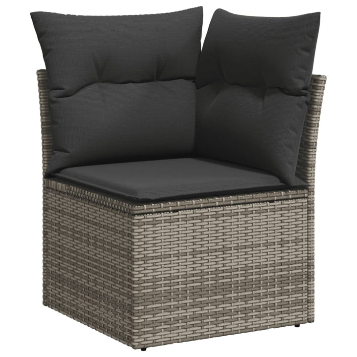 6-tlg. Garten-Sofagarnitur mit Kissen Hellgrau Poly Rattan