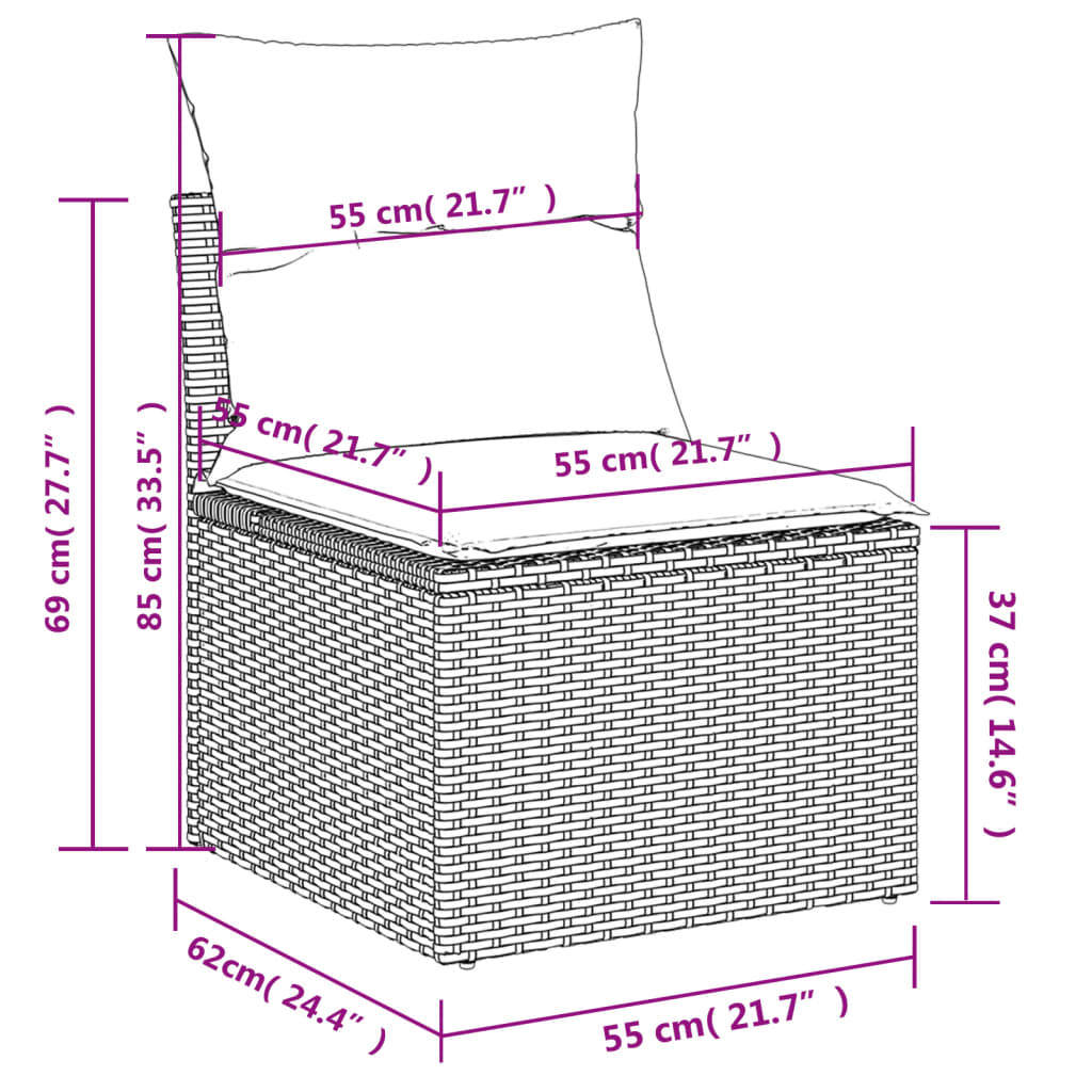 6-tlg. Garten-Sofagarnitur mit Kissen Braun Poly Rattan