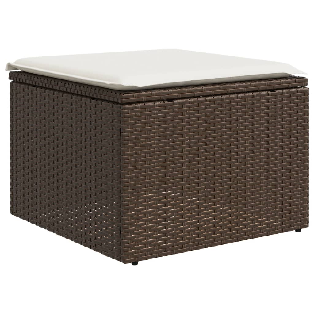 5-tlg. Garten-Sofagarnitur mit Kissen Braun Poly Rattan