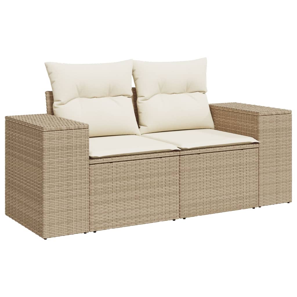 6-tlg. Garten-Sofagarnitur mit Kissen Beige Poly Rattan