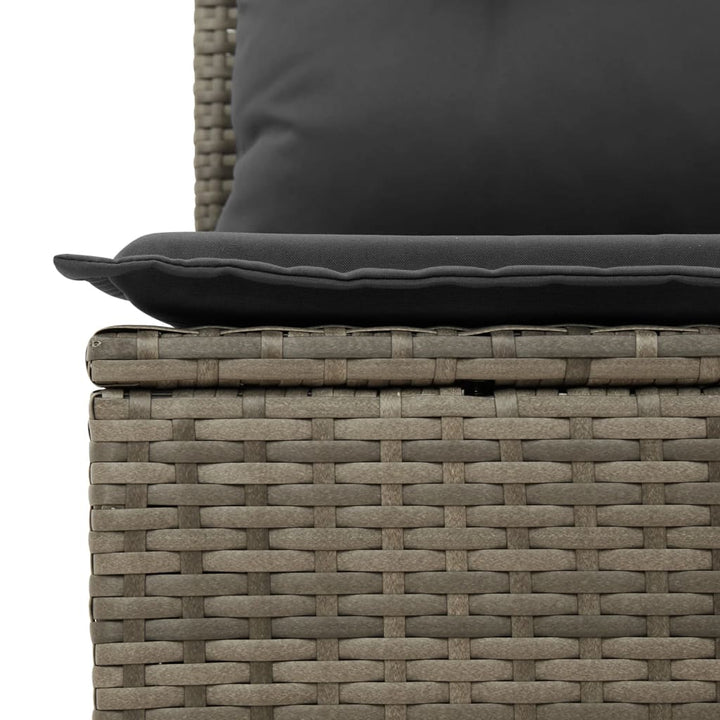 5-tlg. Garten-Sofagarnitur mit Kissen Grau Poly Rattan