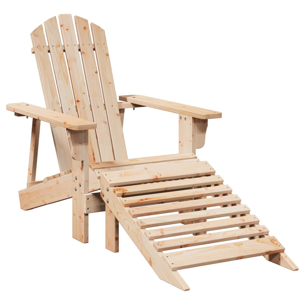 Silla Adirondack con reposapiés en madera maciza de abeto