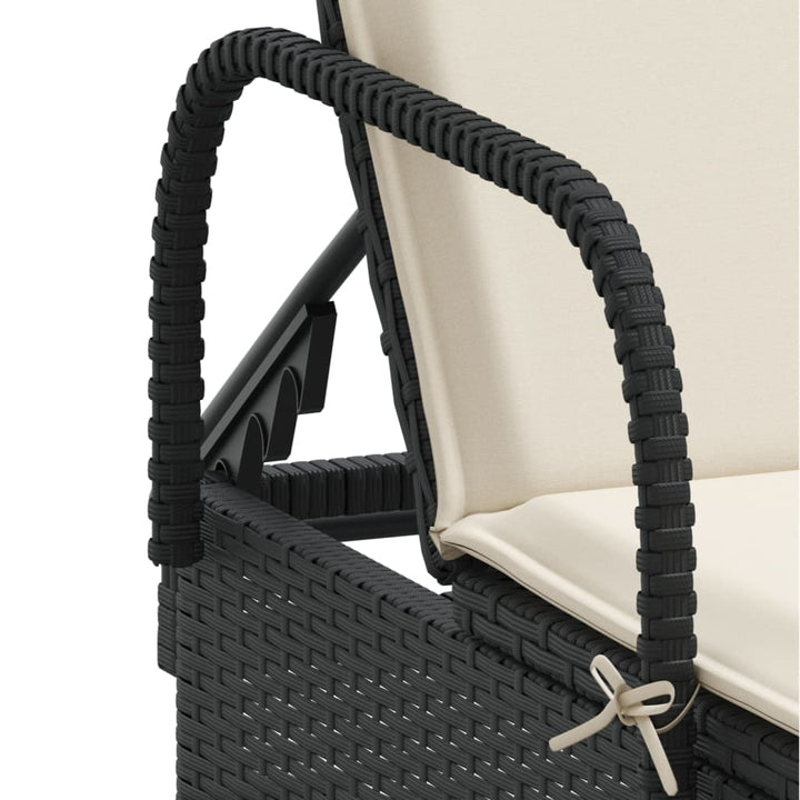 Sonnenliegen mit Auflagen 2 Stk. Schwarz Poly Rattan