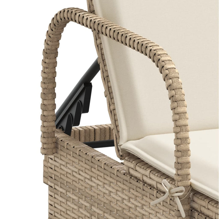 Sonnenliegen mit Auflagen 2 Stk. Beige Poly Rattan