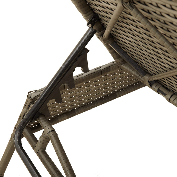 Sonnenliegen mit Auflagen 2 Stk. Grau Poly Rattan