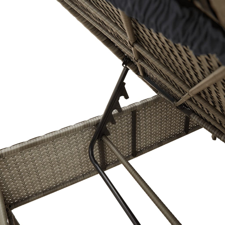 Sonnenliegen mit Auflagen 2 Stk. Grau Poly Rattan