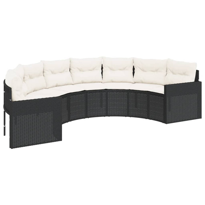 2-tlg. Garten-Sofagarnitur Halbrund Schwarz Poly-Rattan