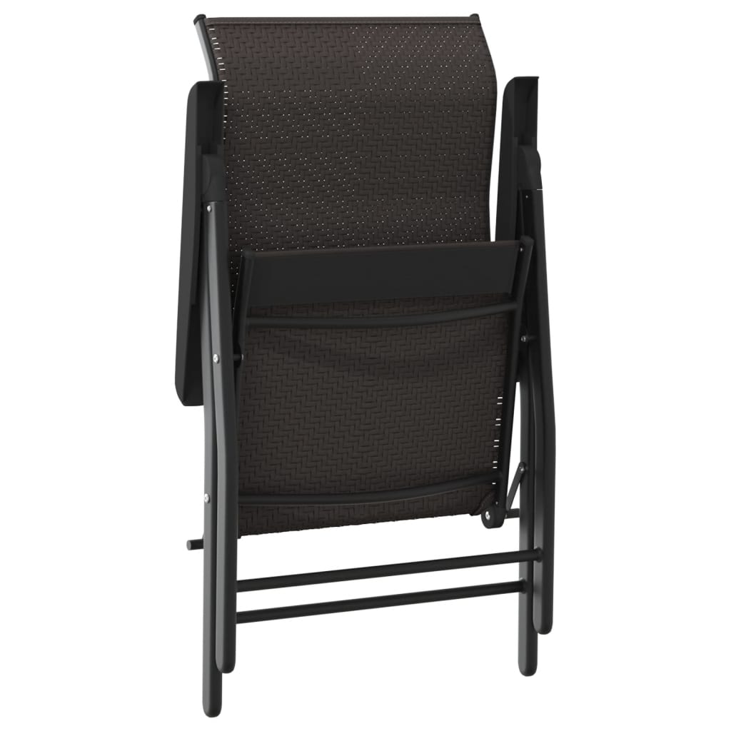 Gartenstühle 4 Stk. Klappbar Schwarz Kaffeebraun Poly Rattan