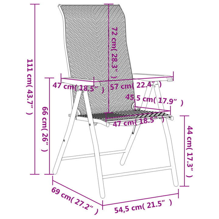 Gartenstühle 4 Stk. Klappbar Grau Poly Rattan