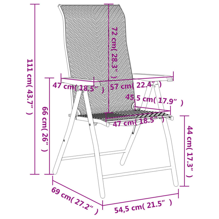 Gartenstühle 8 Stk. Klappbar Braun Poly Rattan