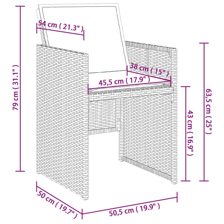 Gartenstühle mit Kissen 4 Stk. Beige Poly Rattan