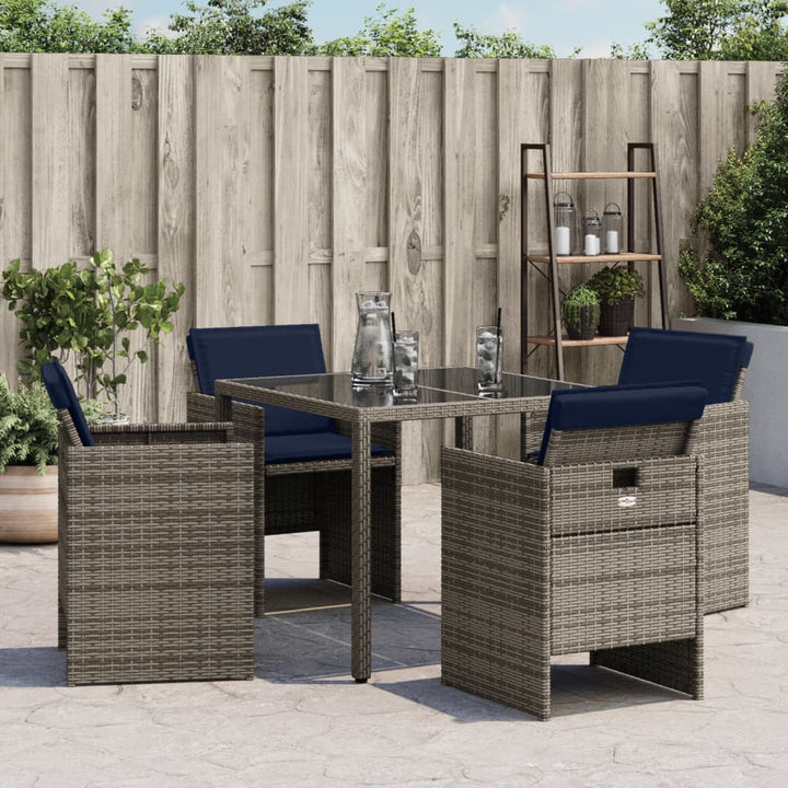 Gartenstühle mit Kissen 4 Stk. Grau Poly Rattan