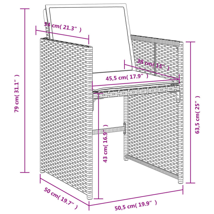 Gartenstühle mit Kissen 4 Stk. Grau Poly Rattan