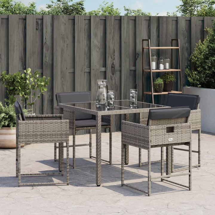 Gartenstühle mit Kissen 4 Stk. Grau Poly Rattan