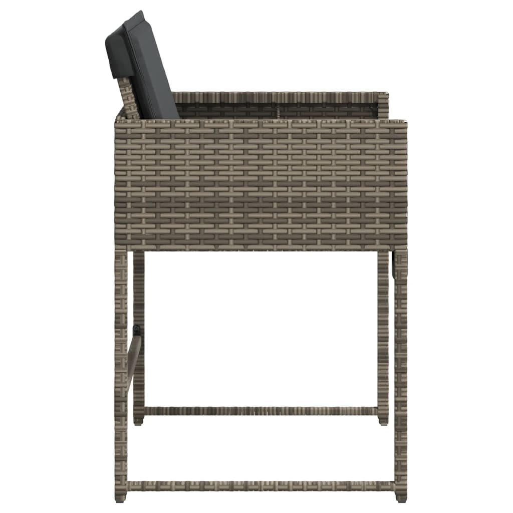 Gartenstühle mit Kissen 4 Stk. Grau Poly Rattan