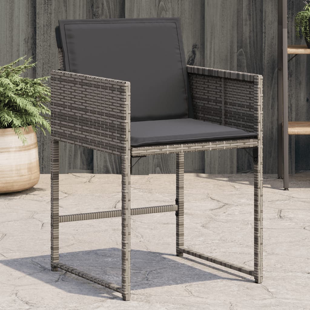 Gartenstühle mit Kissen 4 Stk. Grau Poly Rattan