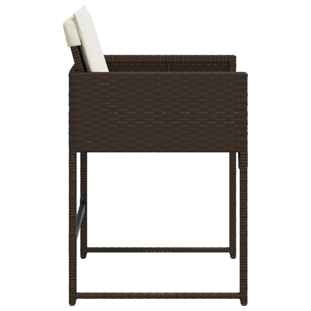 Gartenstühle mit Kissen 4 Stk. Braun Poly Rattan