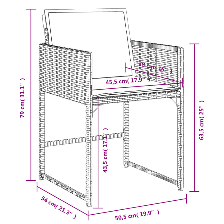 Gartenstühle mit Kissen 4 Stk. Braun Poly Rattan