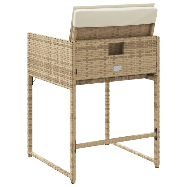 Gartenstühle mit Kissen 4 Stk. Beige Poly Rattan