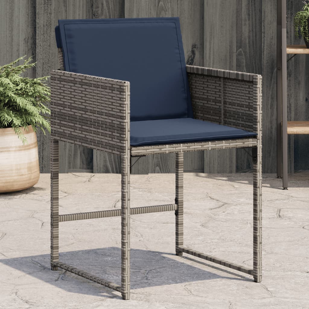 Gartenstühle mit Kissen 4 Stk. Grau Poly Rattan