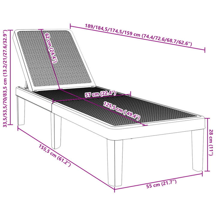 Sonnenliege Grau 159x57x83,5 cm Polypropylen