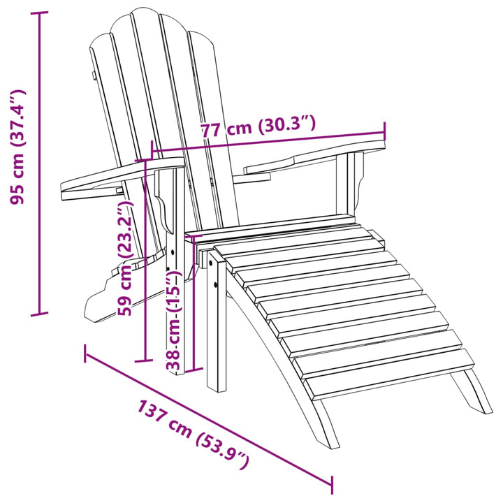 Adirondack-Gartenstuhl mit Fußstütze Massivholz Teak