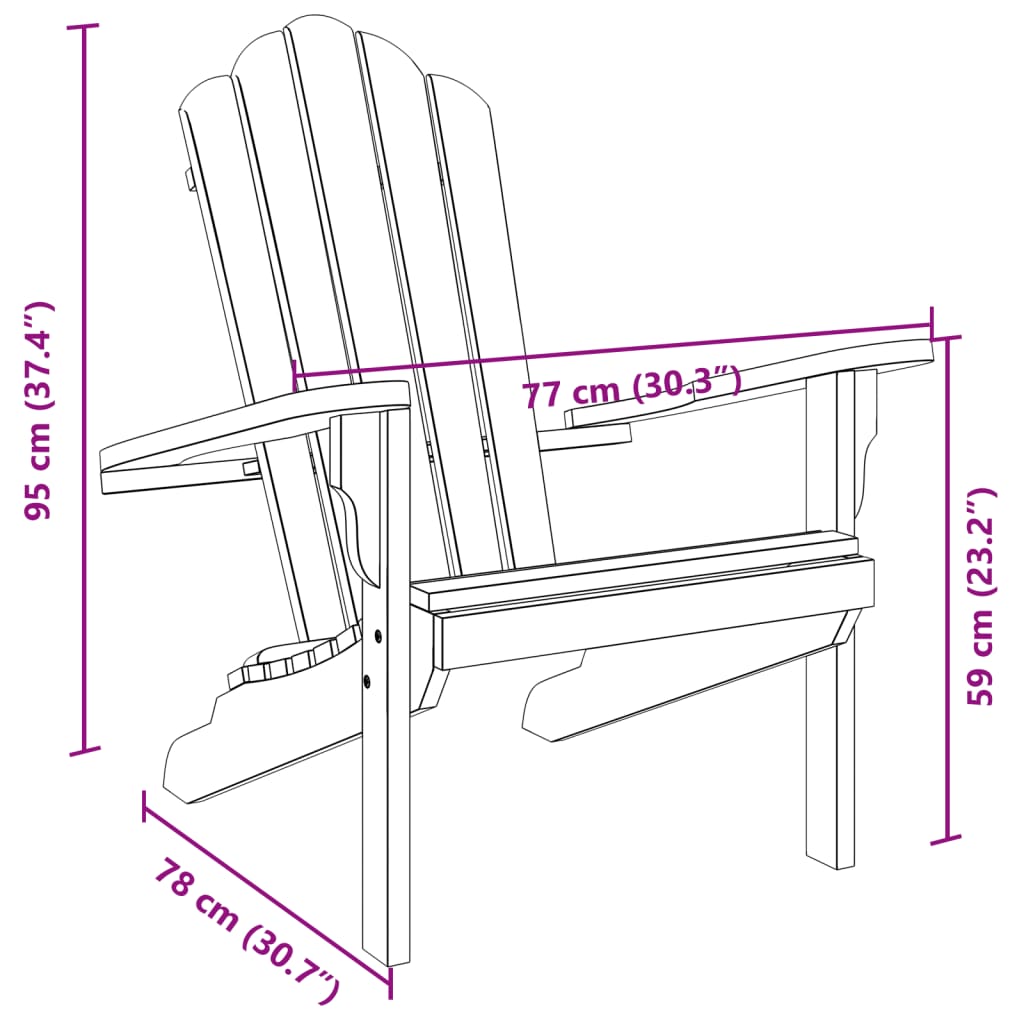 Adirondack-Gartenstuhl 77x78x95 cm Massivholz Teak