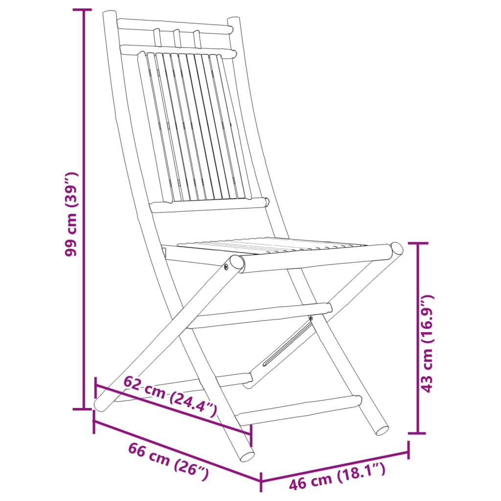 Gartenstühle 8 Stk. Klappbar 46x66x99 cm Bambus