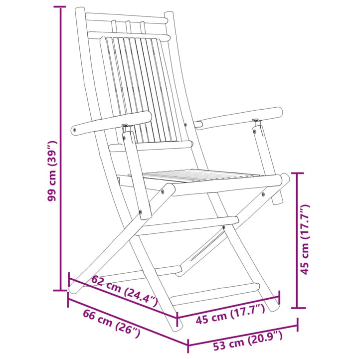 Gartenstühle 8 Stk. Klappbar 53x66x99 cm Bambus