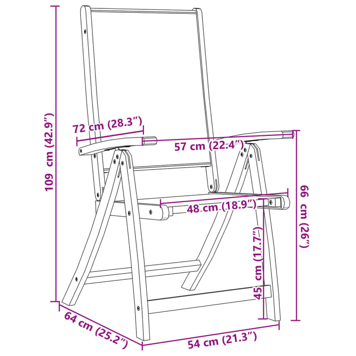 Gartenstühle 8 Stk. Klappbar Massivholz Akazie und Textilene