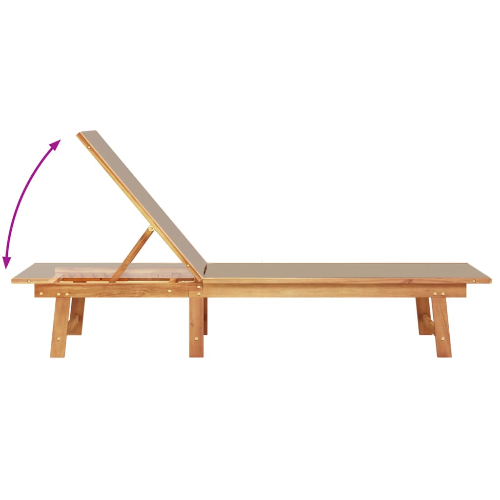 Sonnenliegen 2 Stk. mit Tisch Taupe Massivholz Akazie Textilene