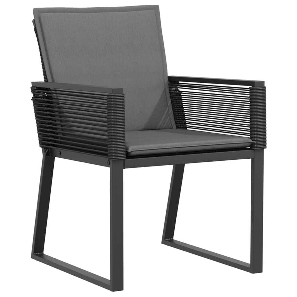 Gartenstühle mit Kissen 2 Stk. Schwarz Poly Rattan