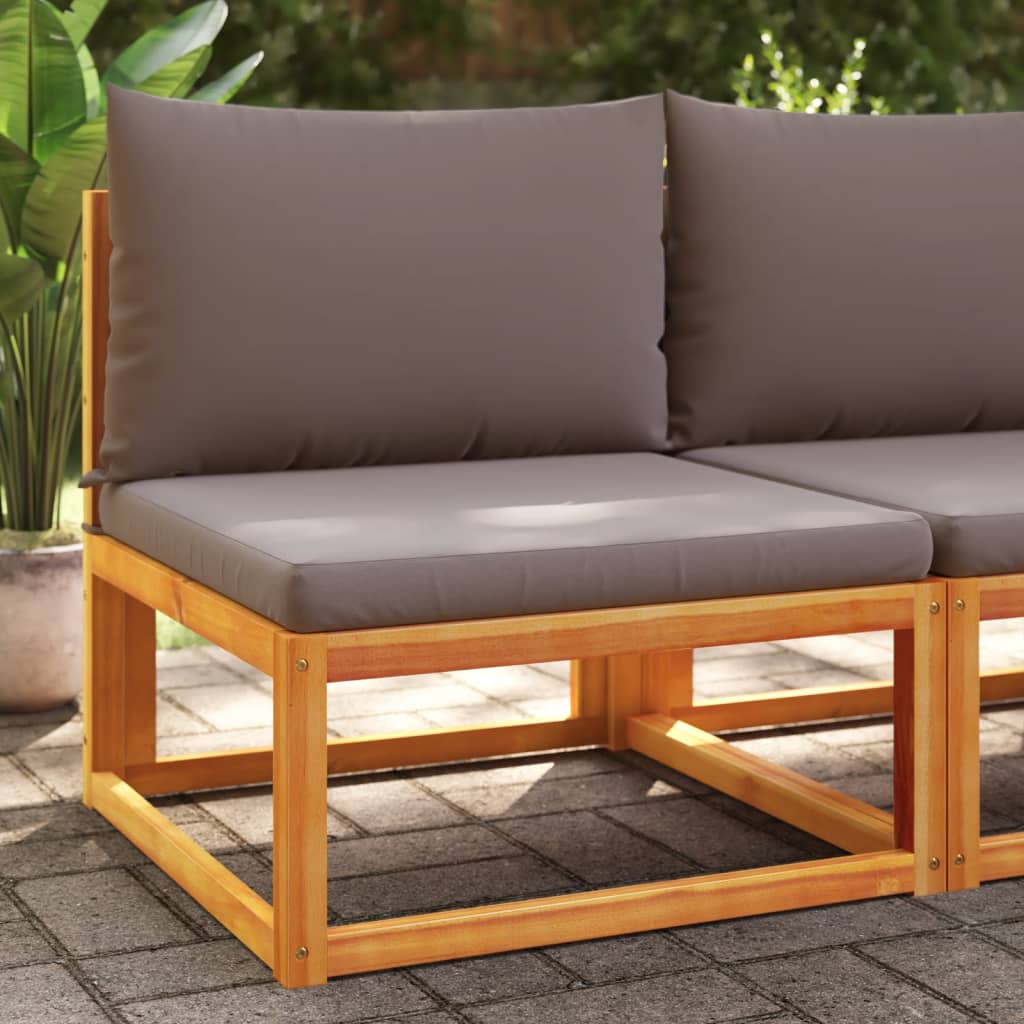 Sillón de jardín sin reposabrazos con cojines de madera maciza de acacia