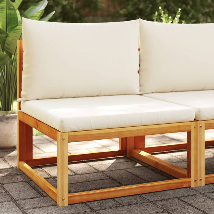 Sillón de jardín sin reposabrazos con cojines de madera maciza de acacia