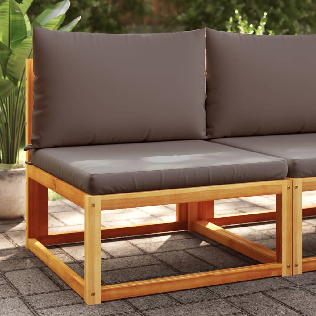 Sillón de jardín sin reposabrazos con cojines de madera maciza de acacia