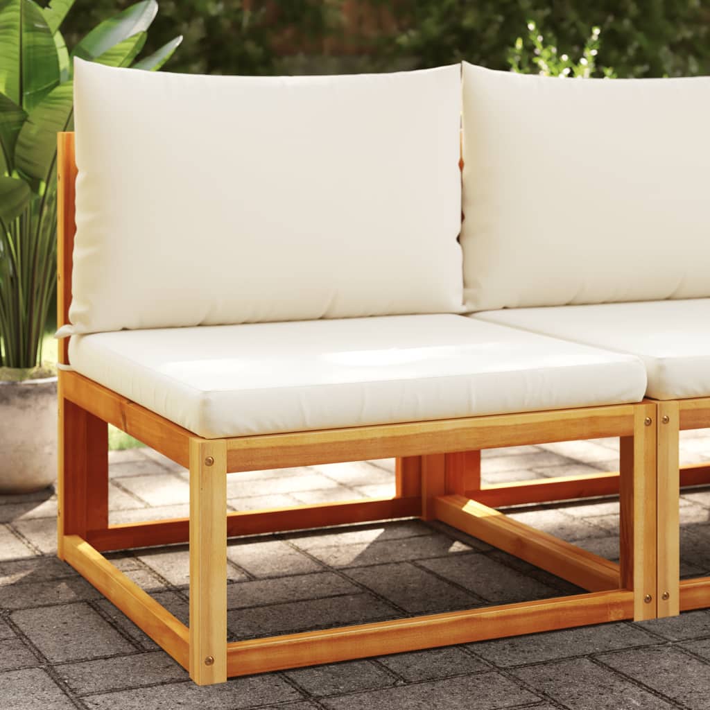 Sillón de jardín sin reposabrazos con cojines de madera maciza de acacia